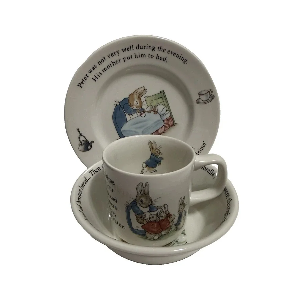 Wedgwood Peter Rabbit Nursery Set Cup Bowl Plate Beatrix Potter Made in England